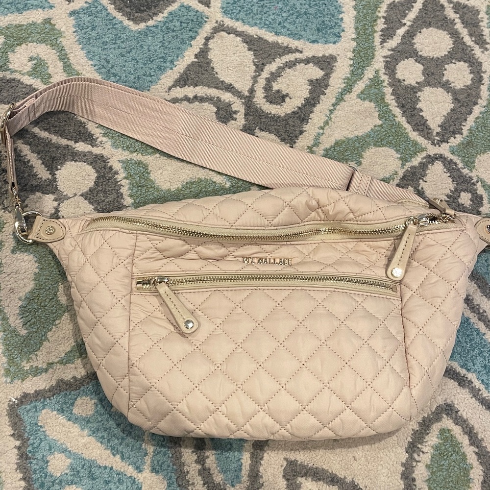 MZ Wallace Tan Quilted Crossbody Sling Bag